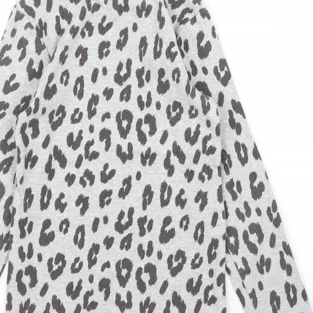 NEXT Girls Grey Animal Print  Basic T-Shirt Size 7 Years  - Leopard print