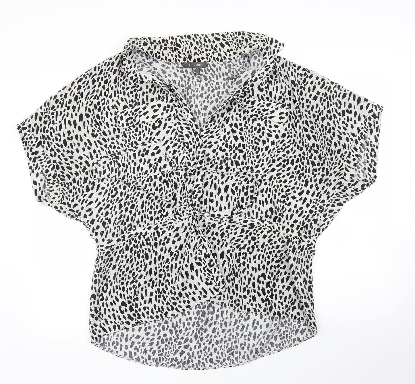 Primark Womens White Animal Print  Basic Blouse Size 14  - Leopard print