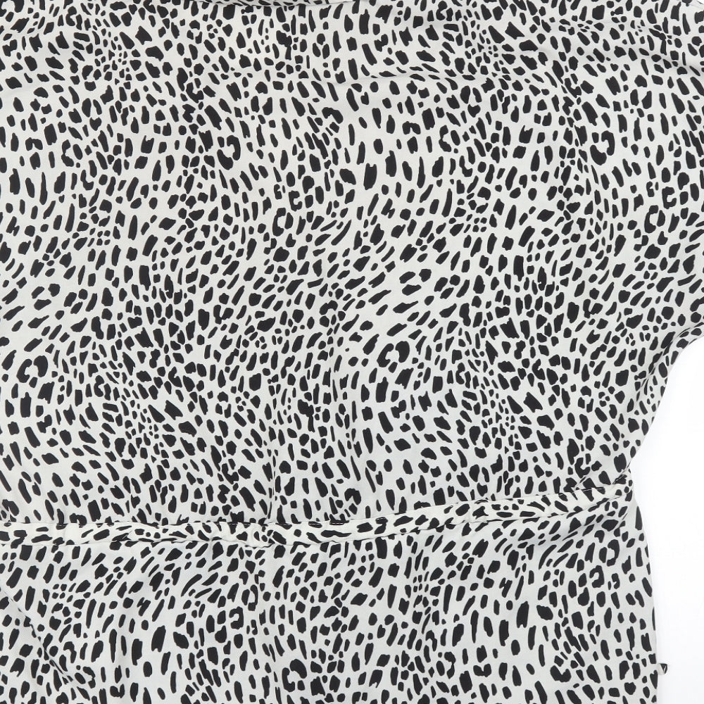 Primark Womens White Animal Print  Basic Blouse Size 14  - Leopard print