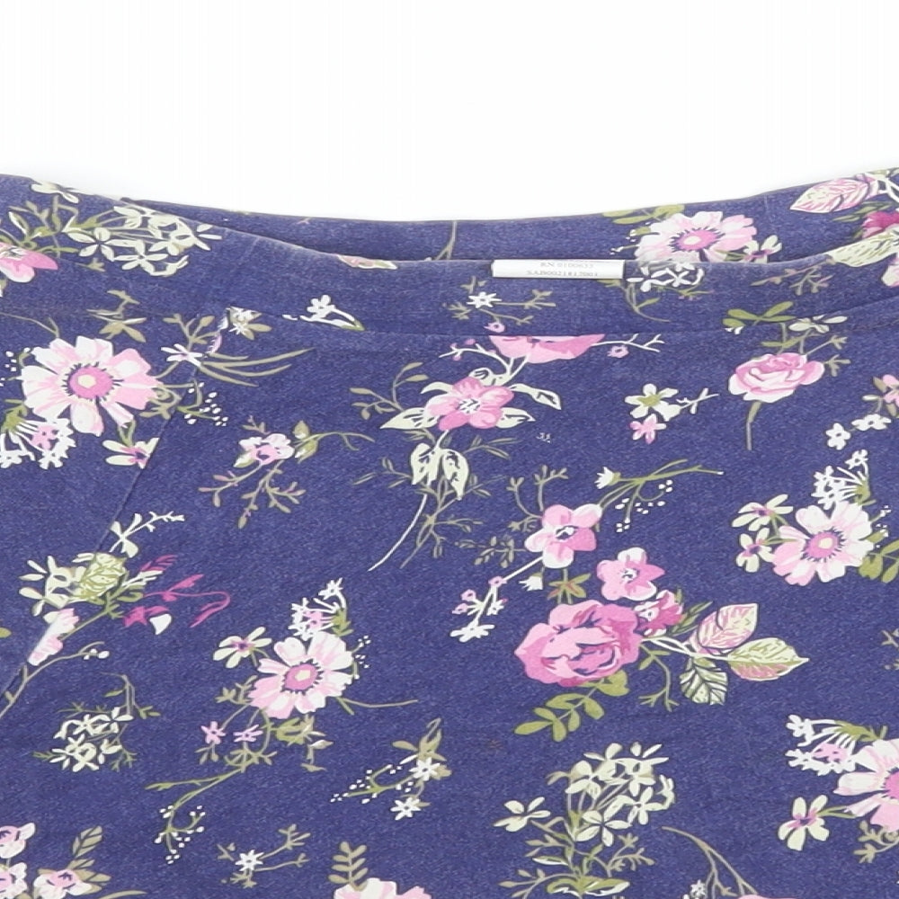 Terranova Womens Blue Floral  A-Line Skirt Size S