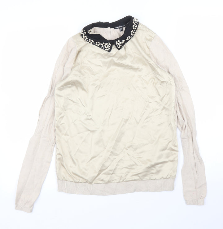Warehouse Womens Beige Pullover Jumper Size 8