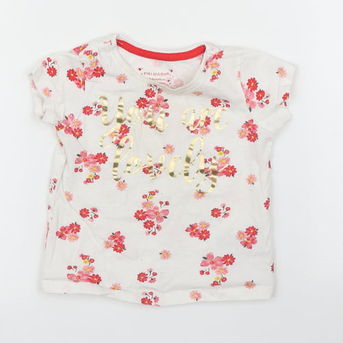 Primark Girls Pink Floral  Basic T-Shirt Size 12-18 Months