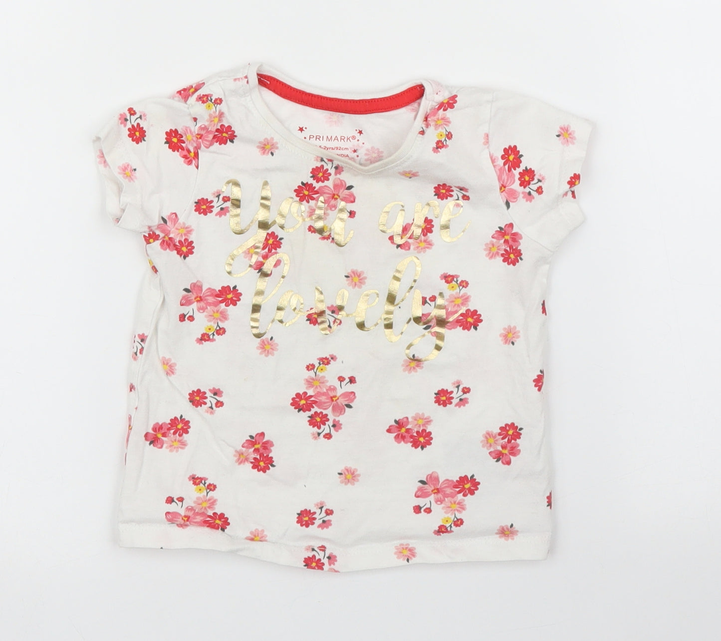 Primark Girls Pink Floral  Basic T-Shirt Size 12-18 Months