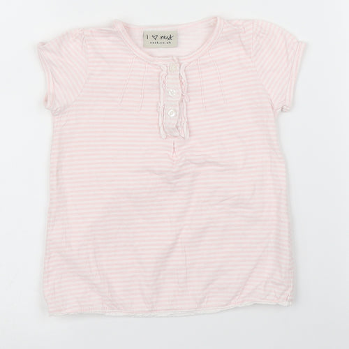 NEXT Girls Pink Striped  Basic Blouse Size 12-18 Months