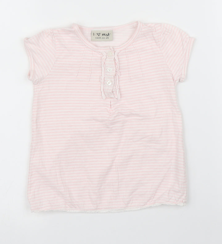 NEXT Girls Pink Striped Basic Blouse Size 12-18 Months