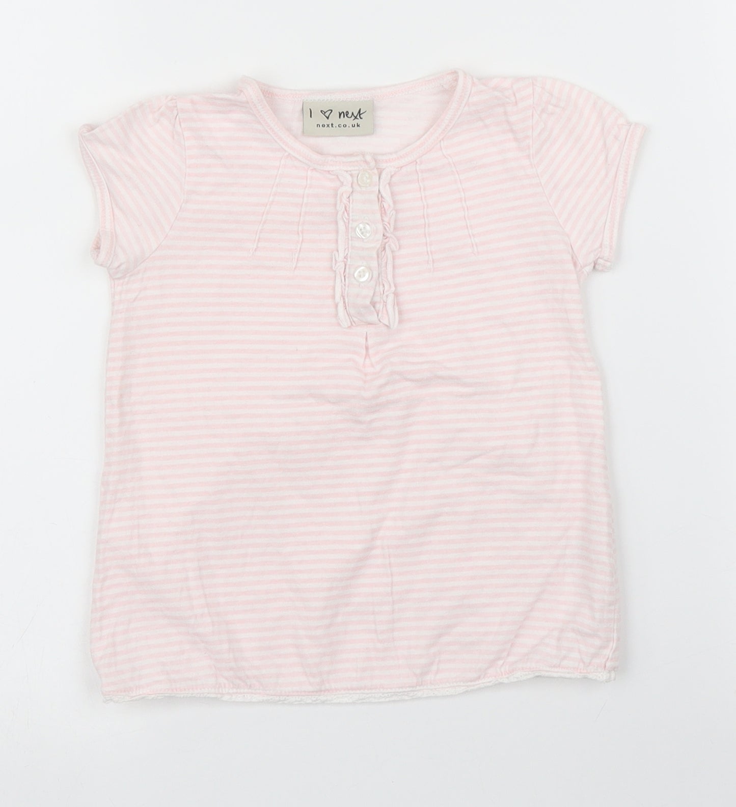NEXT Girls Pink Striped  Basic Blouse Size 12-18 Months