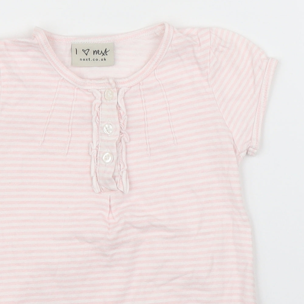 NEXT Girls Pink Striped  Basic Blouse Size 12-18 Months