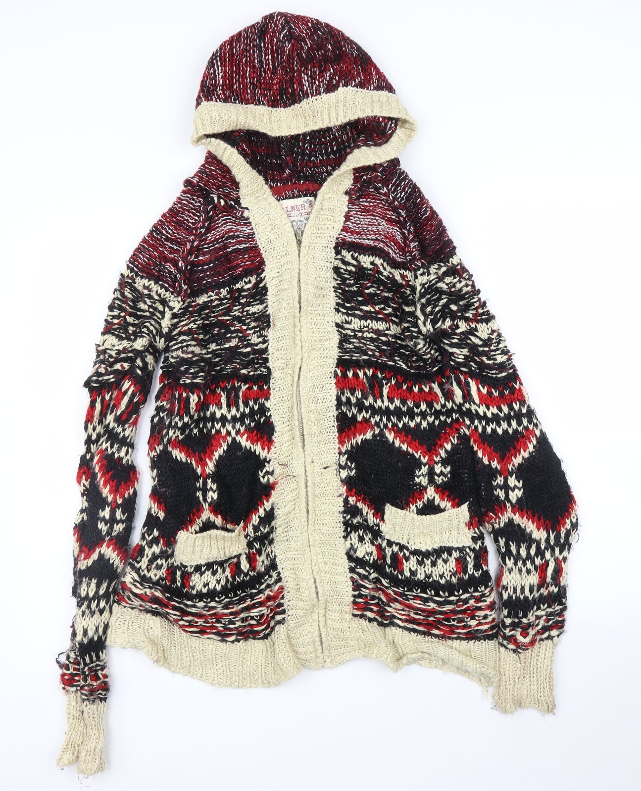 Matalan Womens Black Fair Isle  Full Zip Jumper Size 16