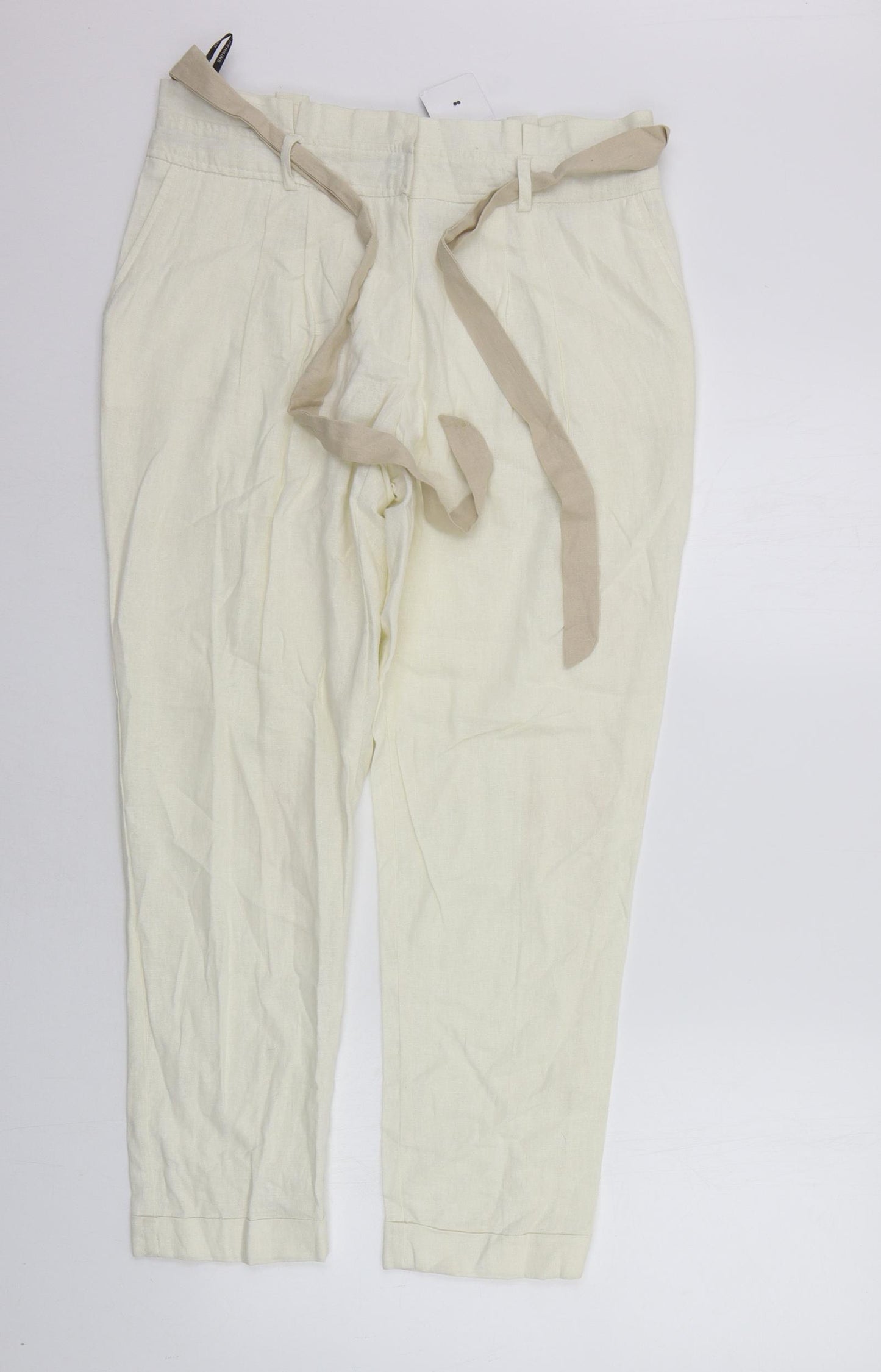 Dorothy Perkins Womens White   Trousers  Size 14 L25 in - BELTED