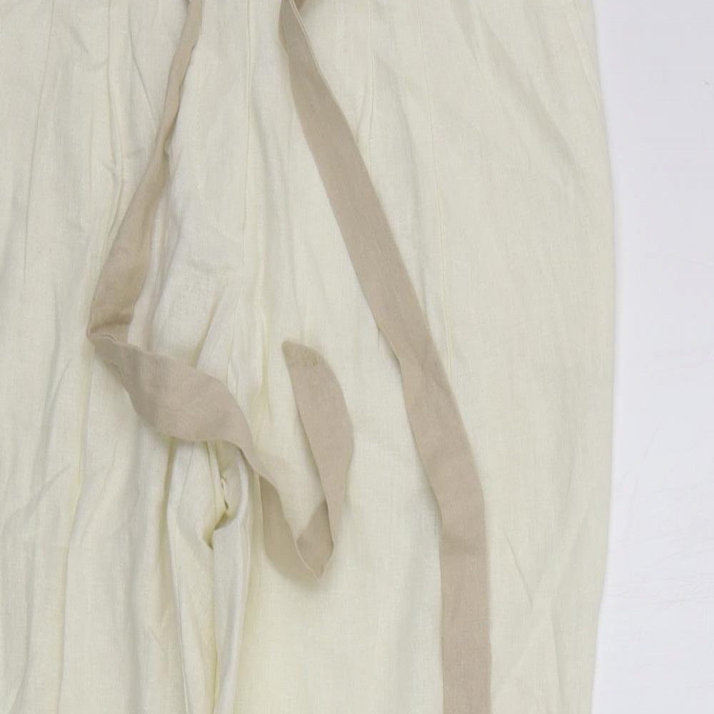 Dorothy Perkins Womens White   Trousers  Size 14 L25 in - BELTED