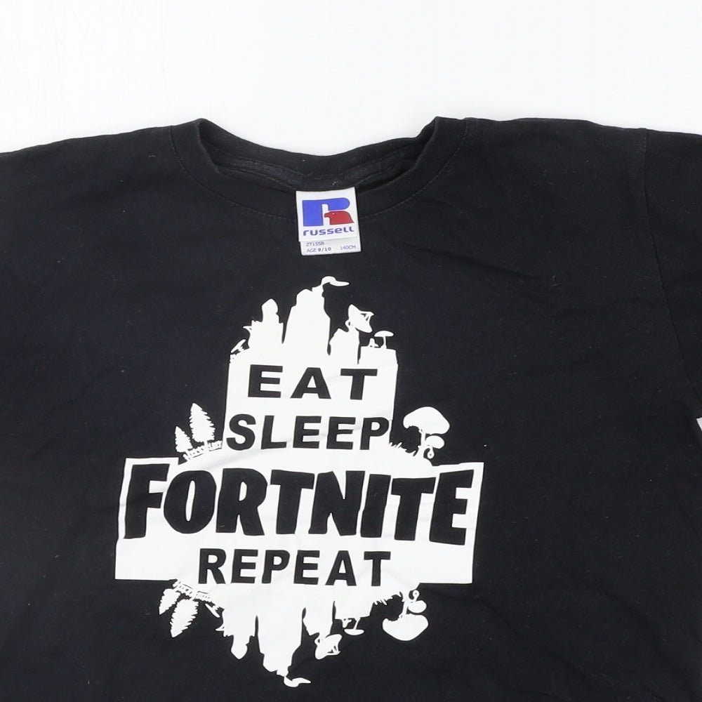 Russell Boys Black   Basic T-Shirt Size 9-10 Years  - FORTNITE