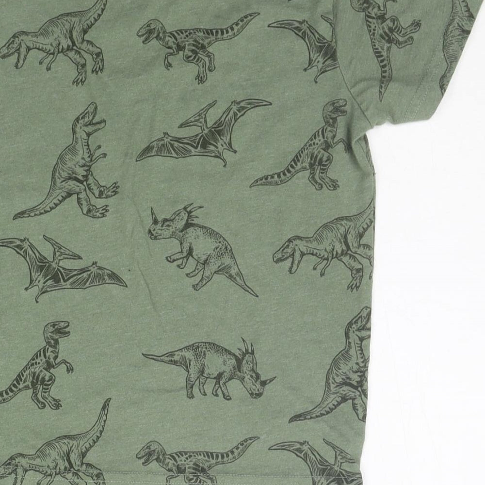 Primark Boys Green Geometric  Basic T-Shirt Size 5-6 Years  - DINOSAUR