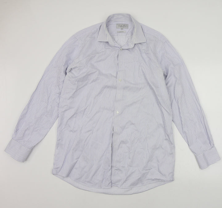 questa & reed Mens White Polka Dot Button-Up Size 16