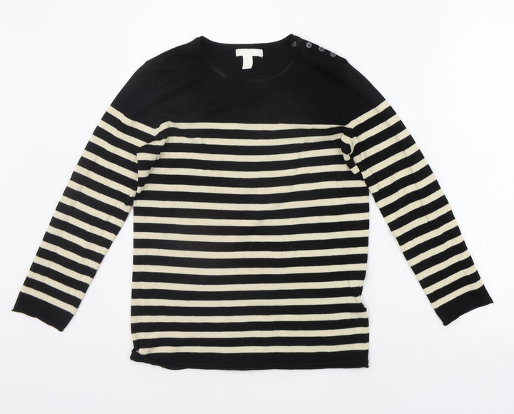 H&M Womens Beige Striped Pullover Jumper Size XS
