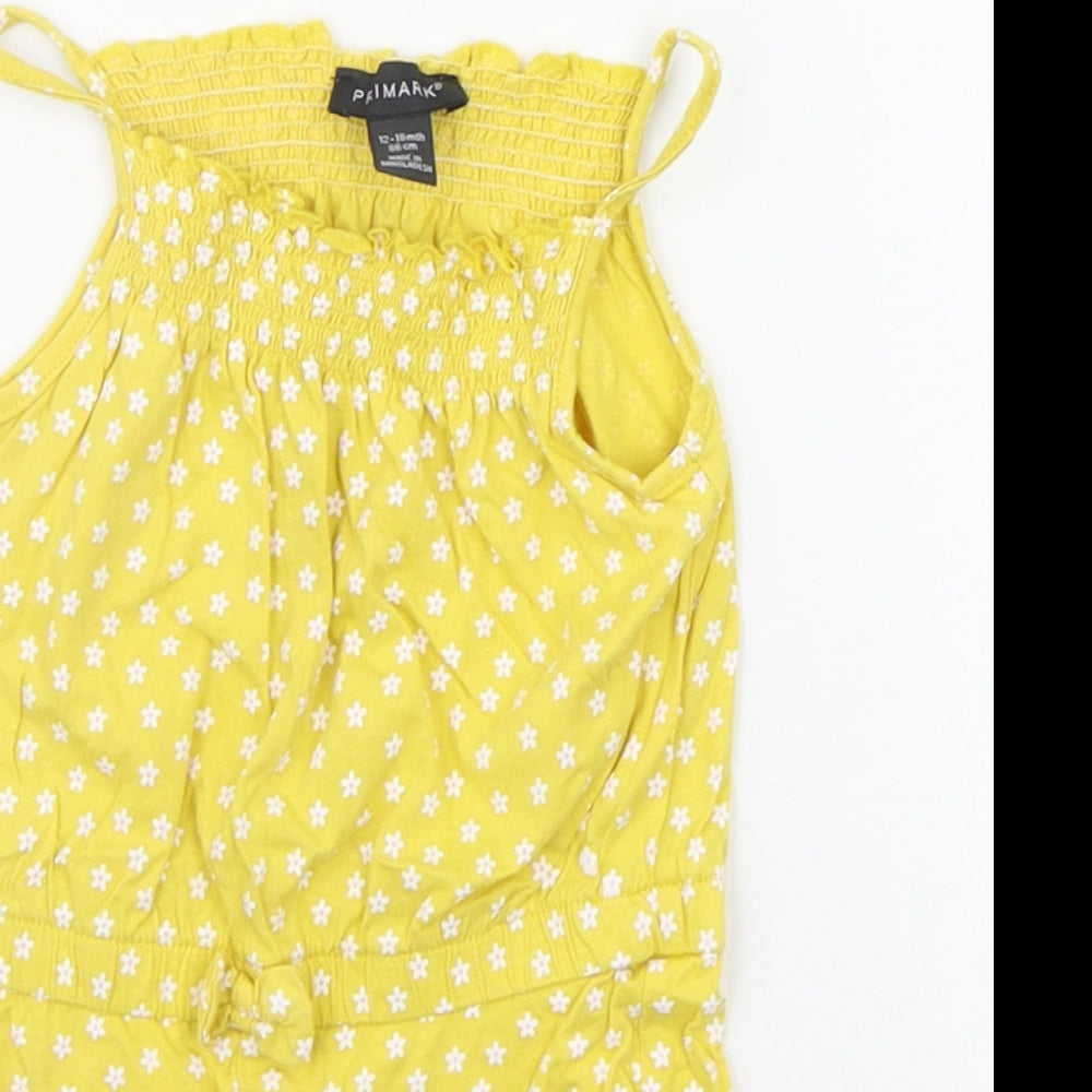 Primark Baby Yellow Geometric  Babygrow One-Piece Size 12-18 Months