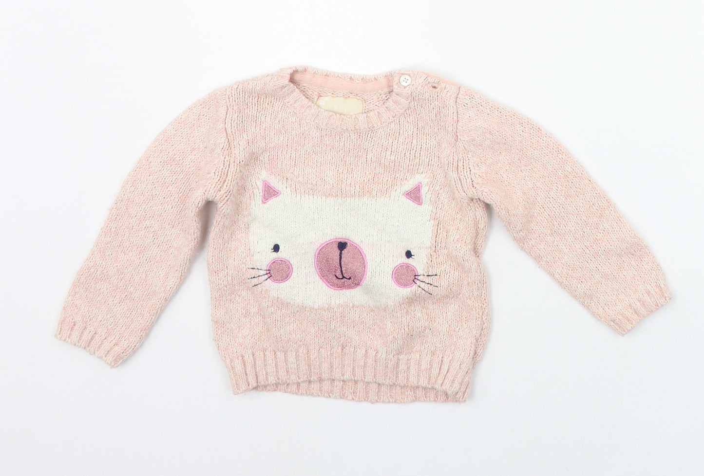 Primark Baby Pink   Pullover Jumper Size 12-18 Months  - Kitten