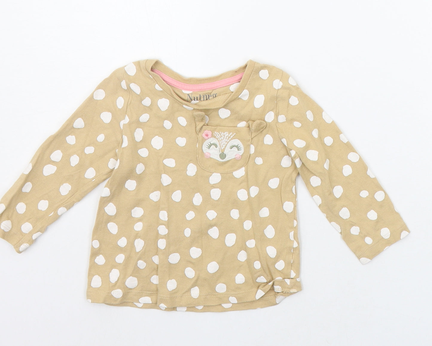 Nutmeg Baby Beige Polka Dot  Basic T-Shirt Size 12-18 Months
