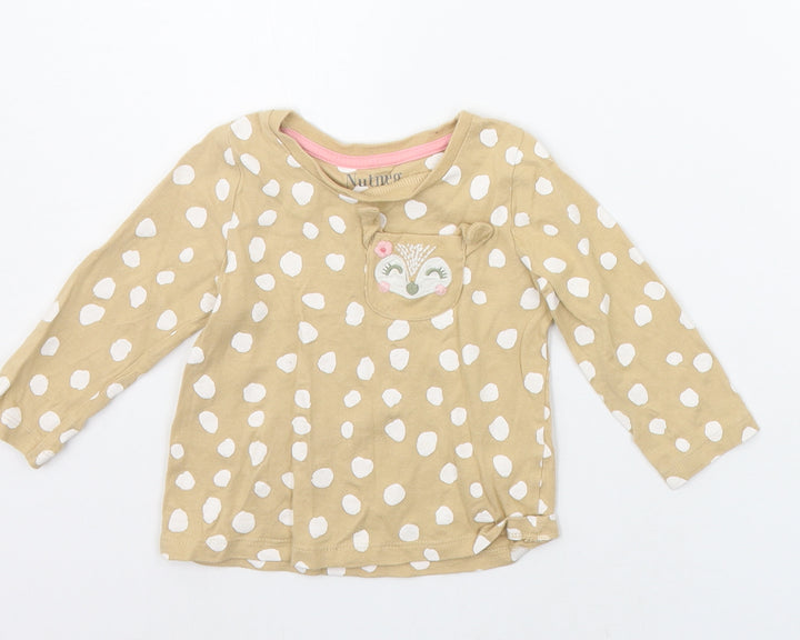 Nutmeg Baby Beige Polka Dot  Basic T-Shirt Size 12-18 Months