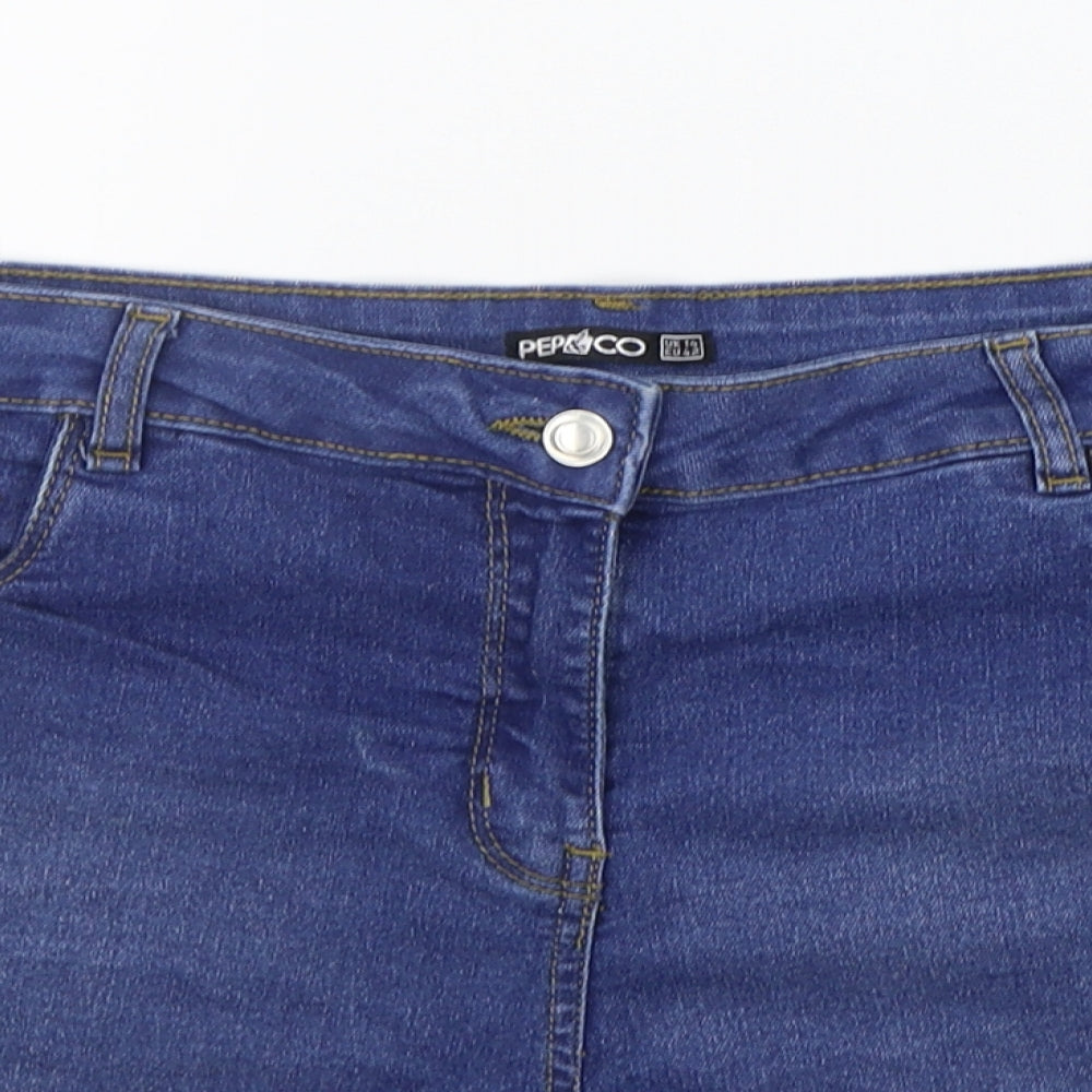 pEP&CO Womens Blue   Cut-Off Shorts Size 14