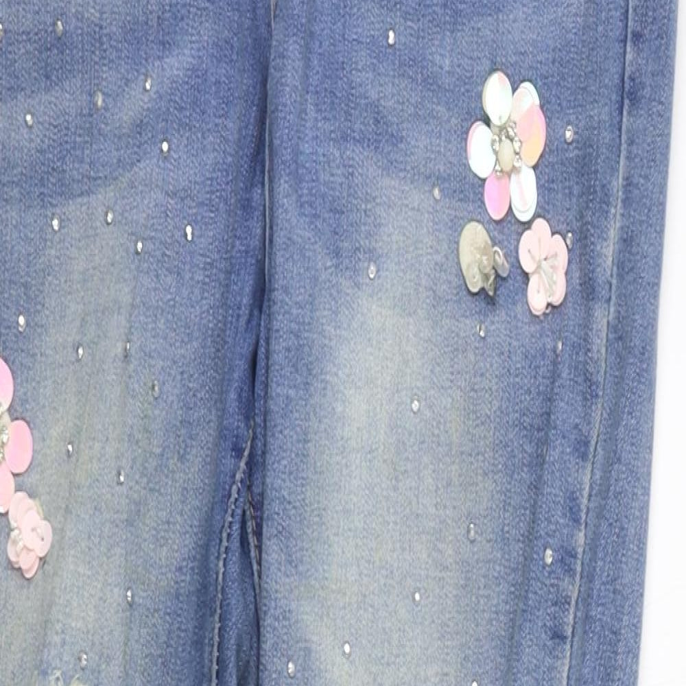 Quiz Womens Blue   Straight Jeans Size 14 L29 in - flowers