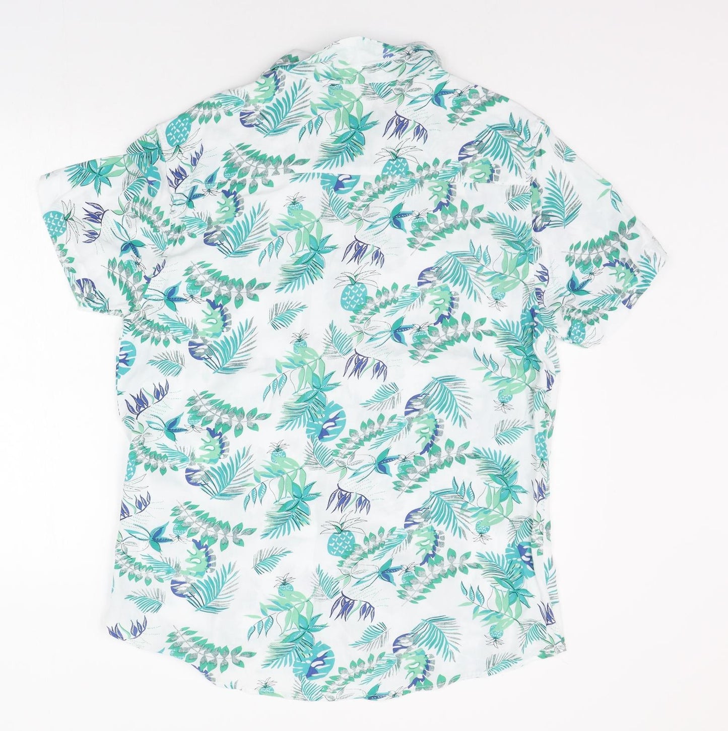 THREADABLE Mens White Floral   Button-Up Size L