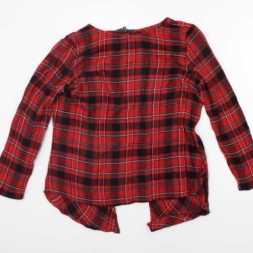 NEXT Womens Red Check  Pullover Jumper Size 14