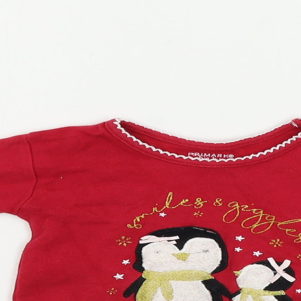 Primark  Girls Red   Basic T-Shirt Size 9-12 Months