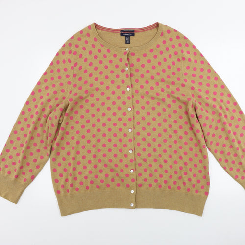 Lands' End  Womens Brown Polka Dot  Cardigan Jumper Size 24