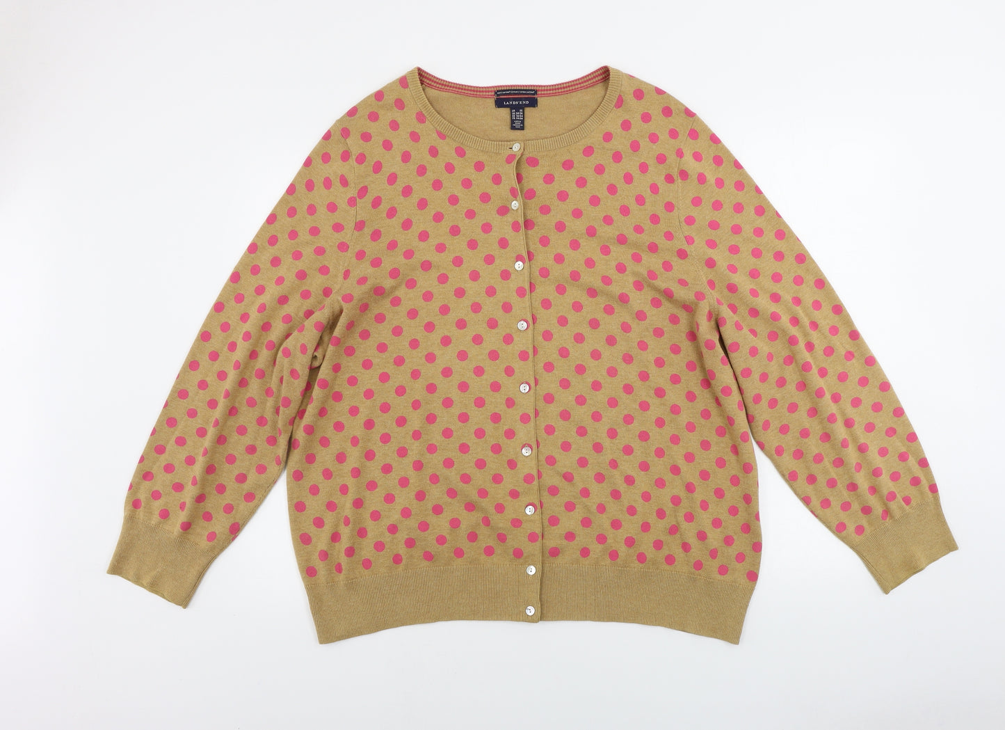 Lands' End  Womens Brown Polka Dot  Cardigan Jumper Size 24