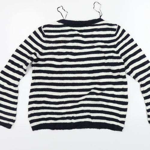 TU Womens White Striped  Pullover Jumper Size 12
