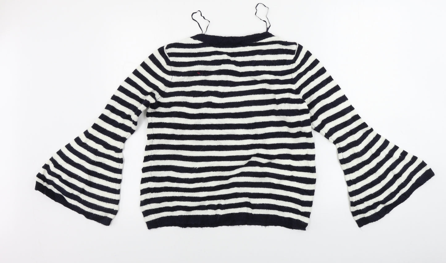 TU Womens White Striped  Pullover Jumper Size 12
