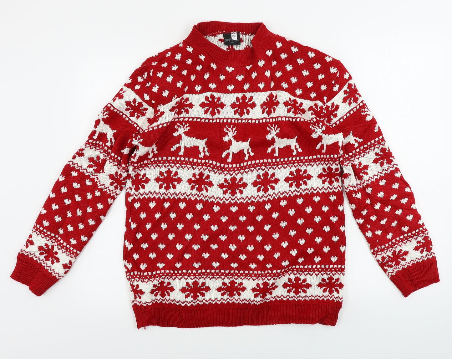 saphire   Mens Red Geometric  Pullover Jumper Size L  - Christmas Jumper