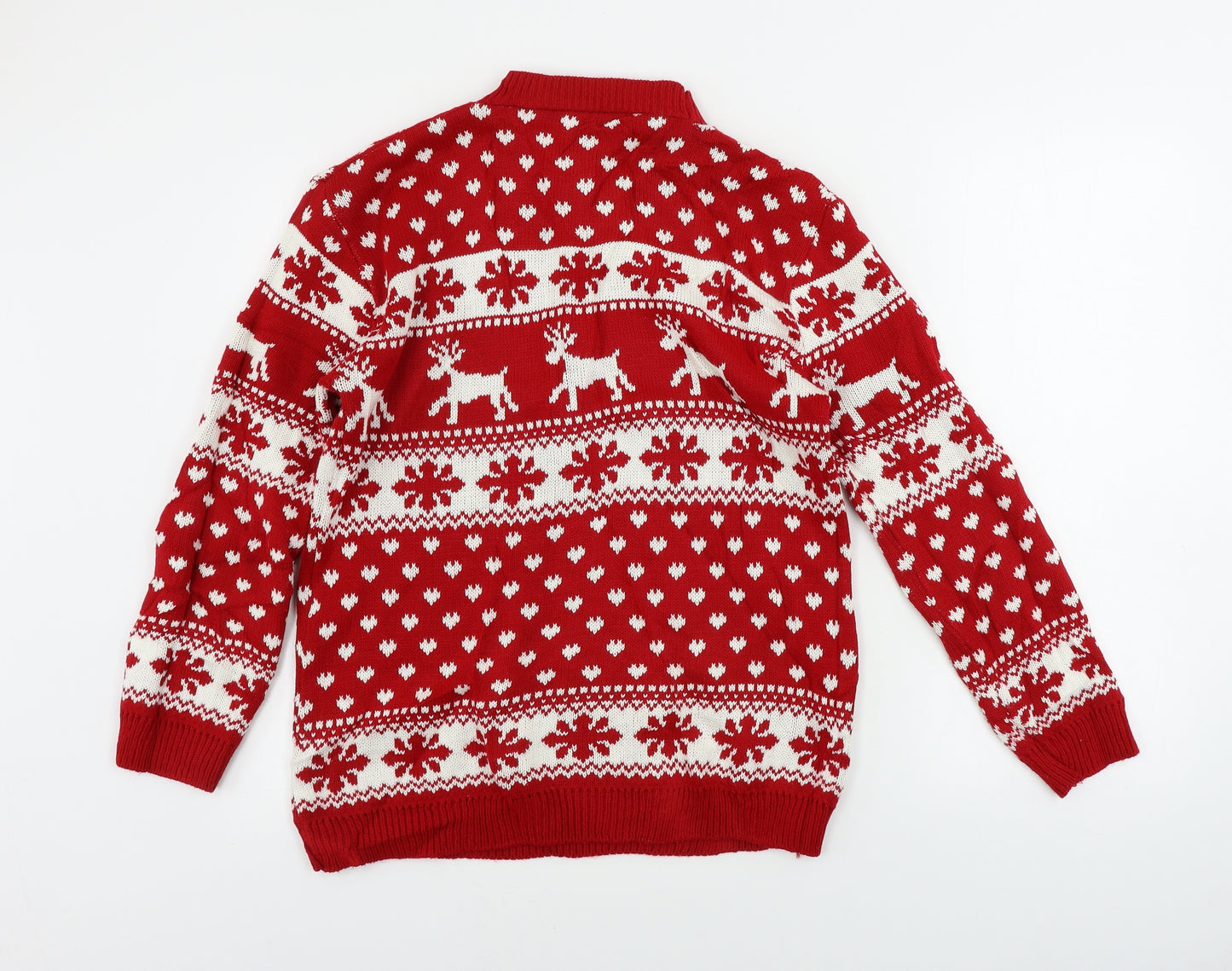 saphire   Mens Red Geometric  Pullover Jumper Size L  - Christmas Jumper