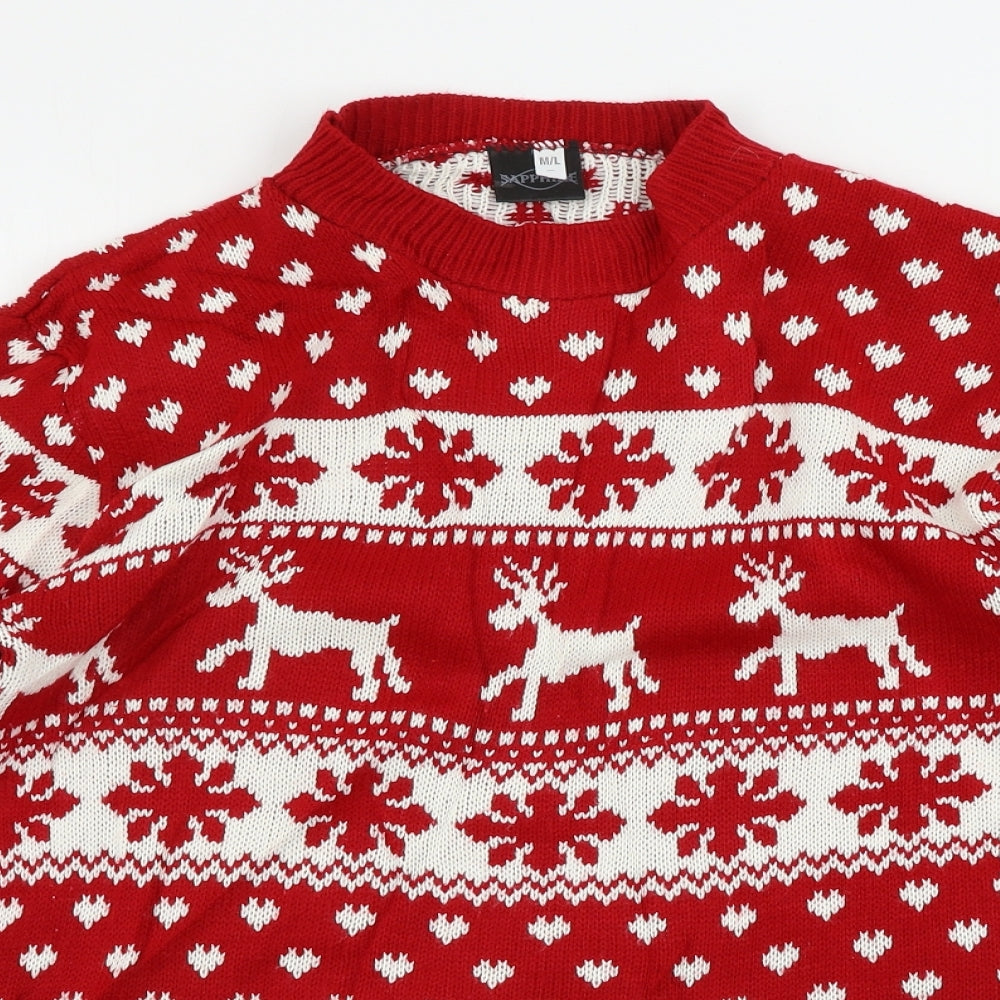 saphire   Mens Red Geometric  Pullover Jumper Size L  - Christmas Jumper