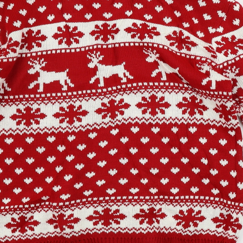 saphire   Mens Red Geometric  Pullover Jumper Size L  - Christmas Jumper