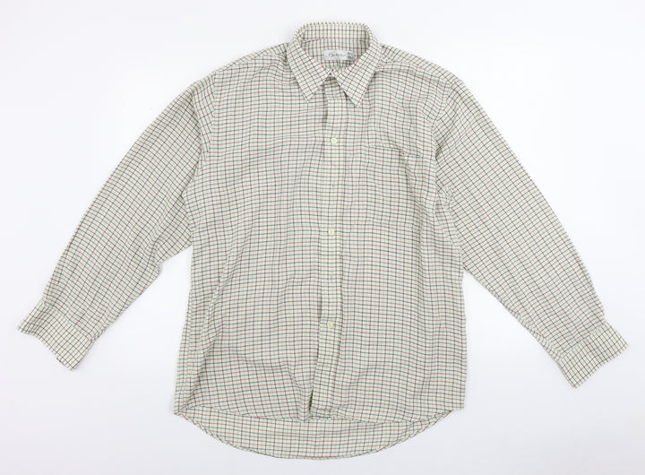 Berkertex Mens White Check Button-Up Size 16.5