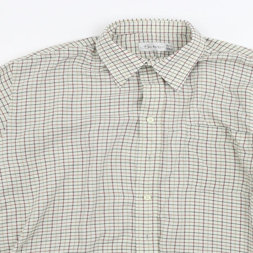 Berkertex  Mens White Check   Button-Up Size 16.5