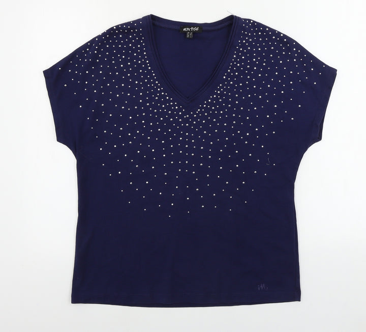 Marble Womens Blue Basic Polo Size L