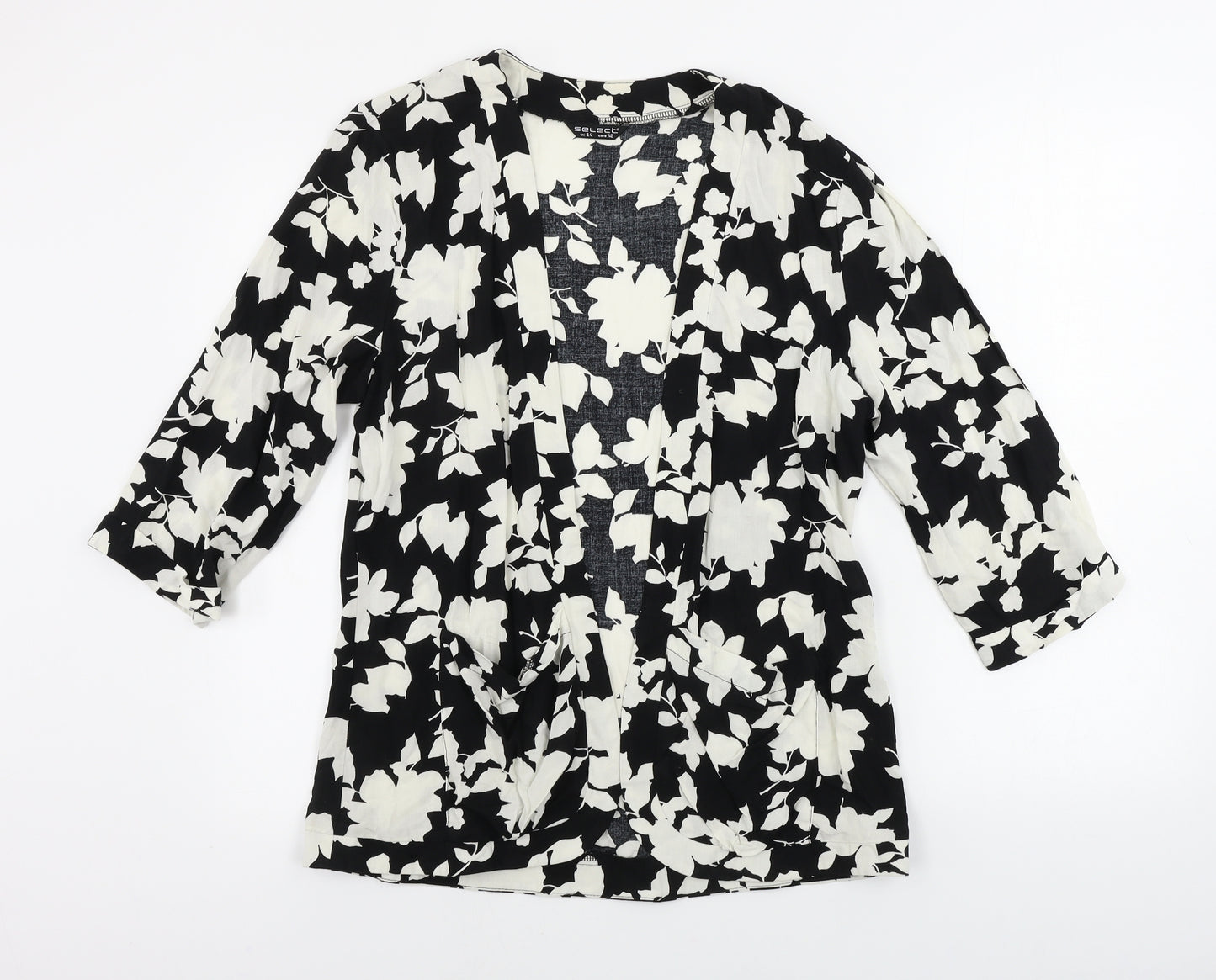 Select  Womens White Floral  Cardigan Jumper Size 14