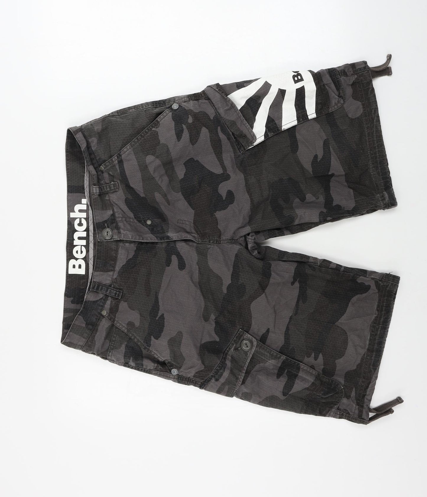 Bench Mens Grey Camouflage  Chino Shorts Size 34 in