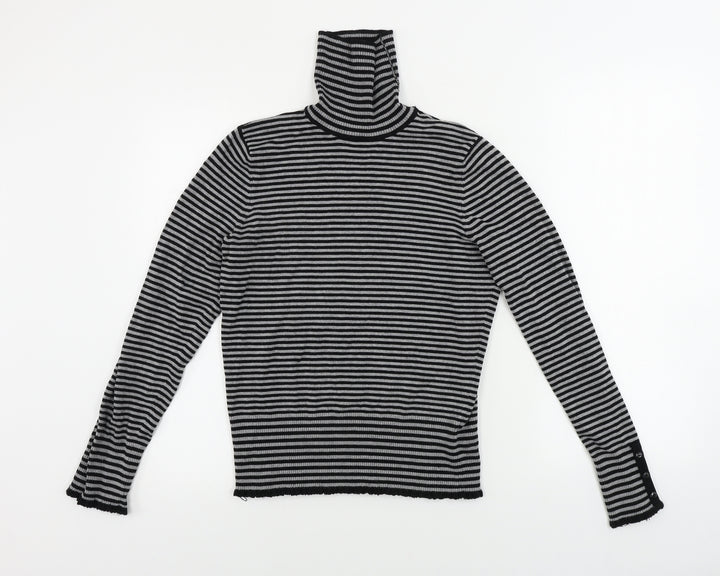 Debenhams Womens Grey Striped Pullover Jumper Size 14