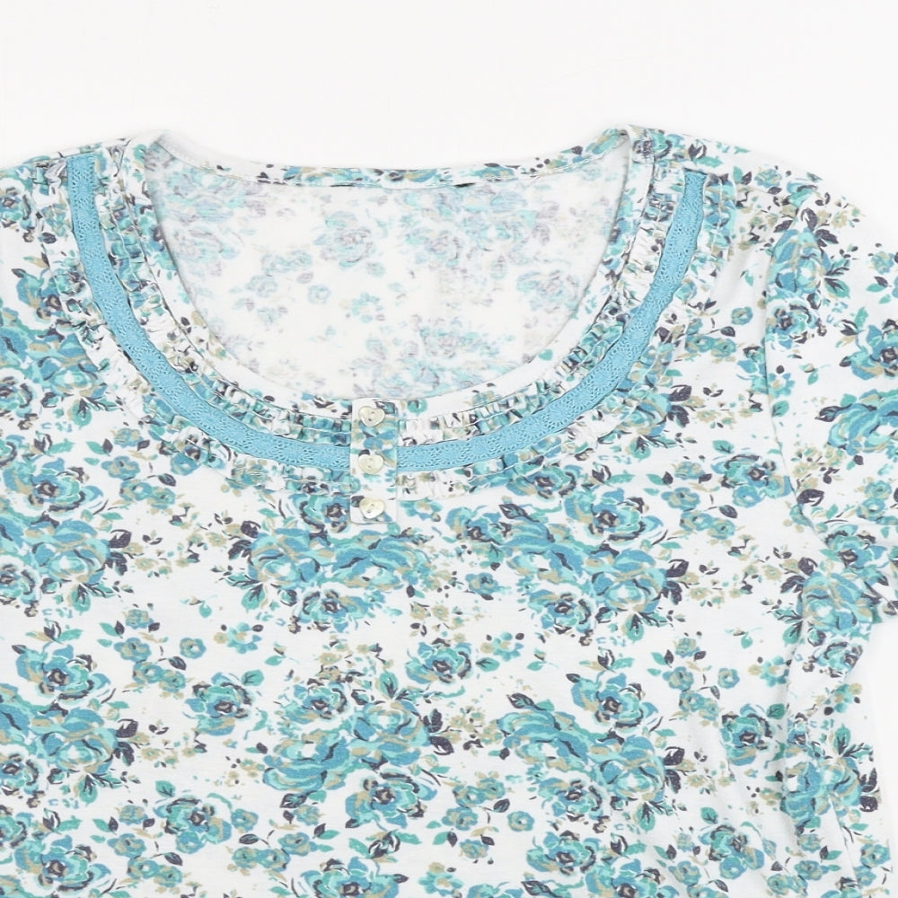 Preworn  Womens White Floral  Basic T-Shirt Size M
