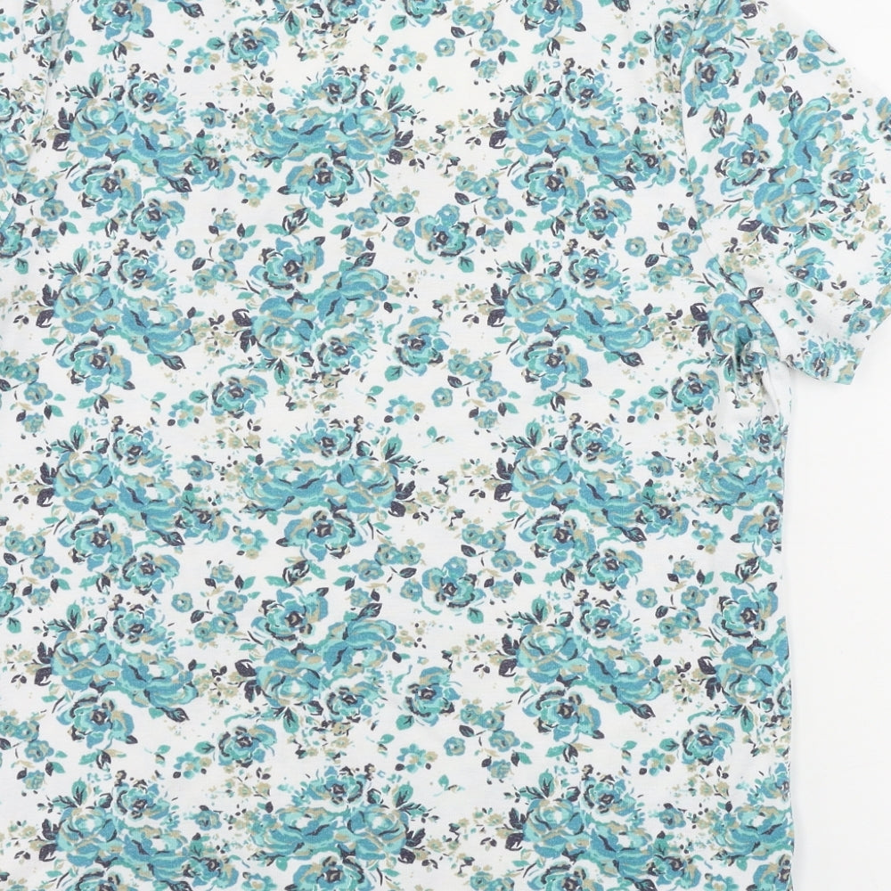 Preworn  Womens White Floral  Basic T-Shirt Size M