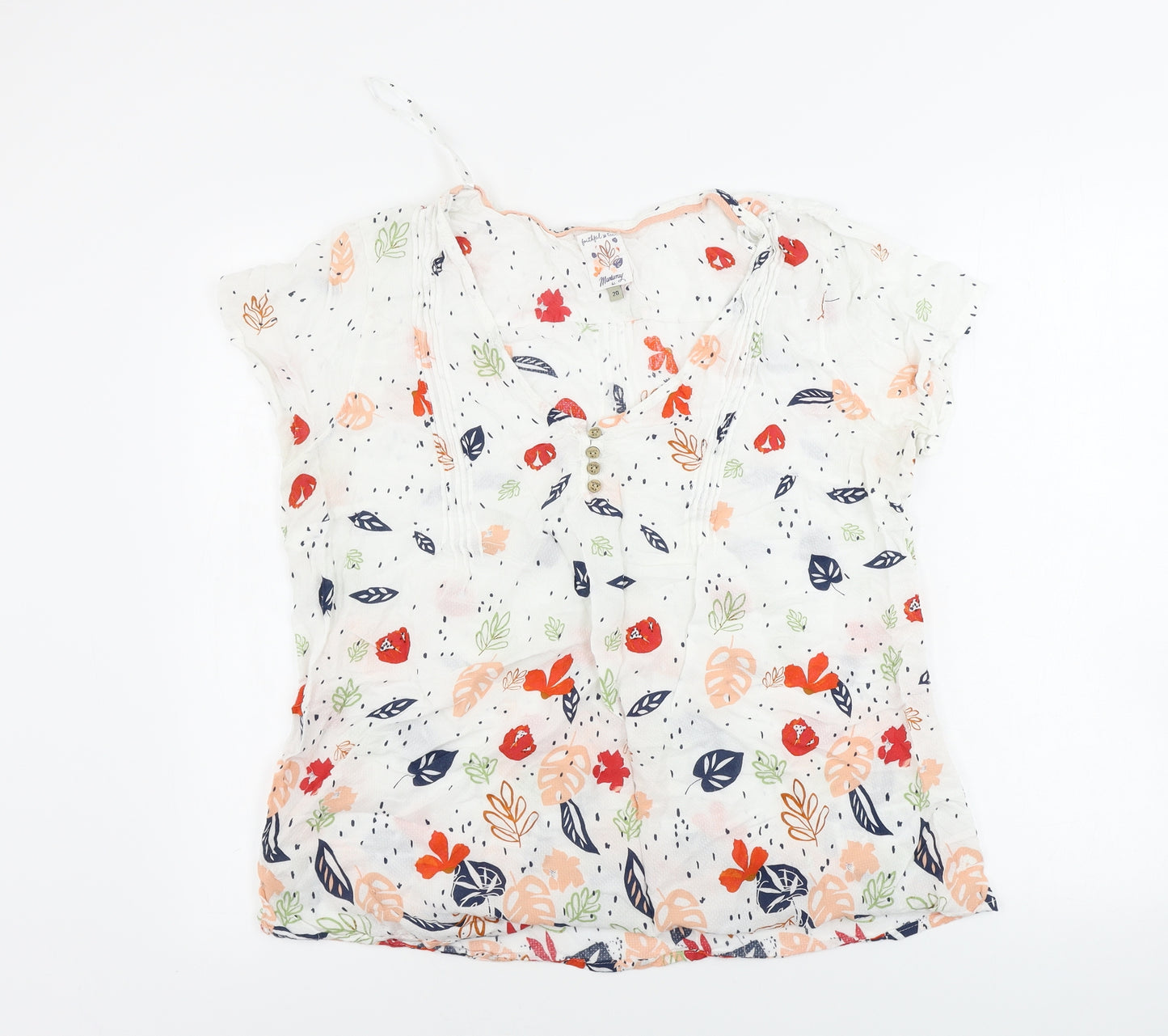Mataray     Womens White Floral  Basic Blouse Size 20
