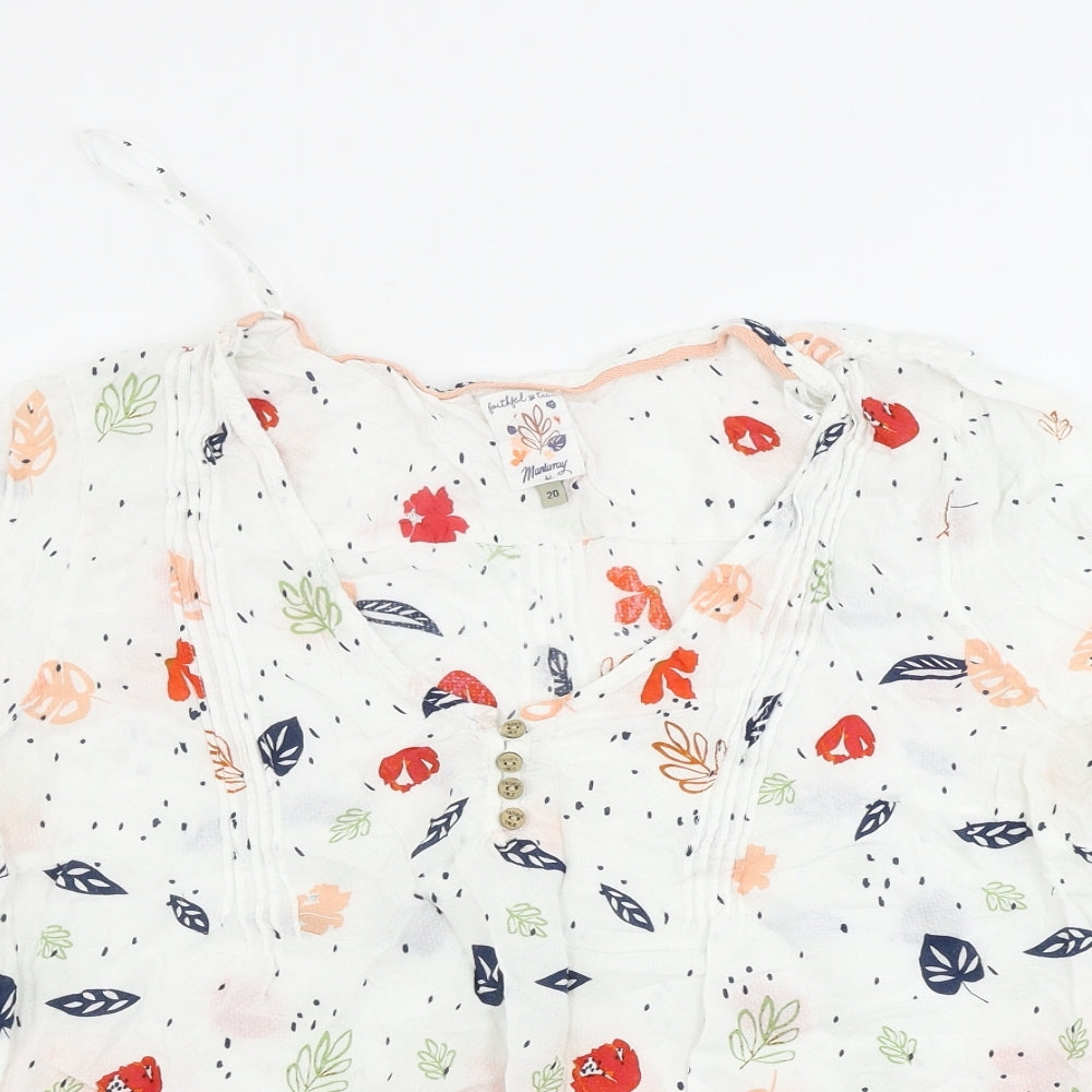 Mataray     Womens White Floral  Basic Blouse Size 20