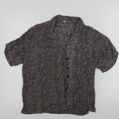 Preworn  Womens Grey Floral  Basic Button-Up Size S