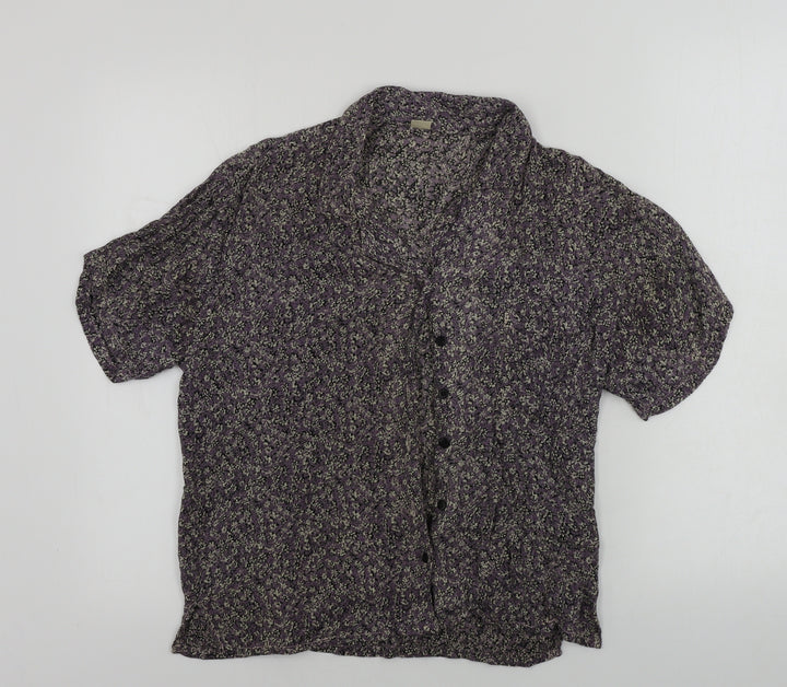 Preworn Womens Grey Floral Basic Button-Up Size S