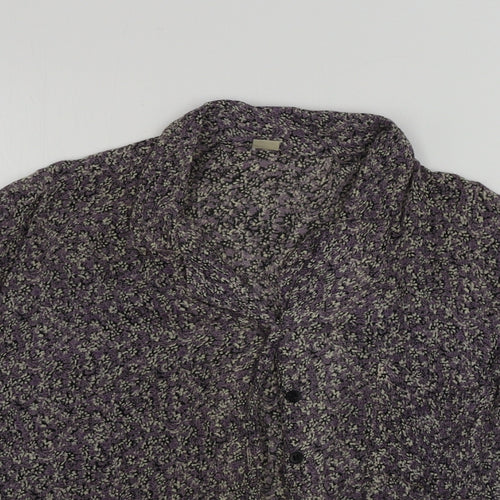 Preworn  Womens Grey Floral  Basic Button-Up Size S