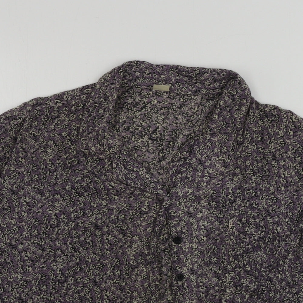 Preworn  Womens Grey Floral  Basic Button-Up Size S