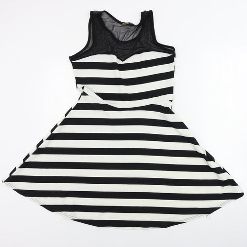 like tanya Womens White Striped  A-Line  Size L